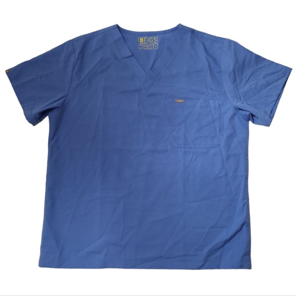 FIGS Ceil Blue 2-Pocket Discontinued Scrub Top Yellow Tag Size XL Rare HTF